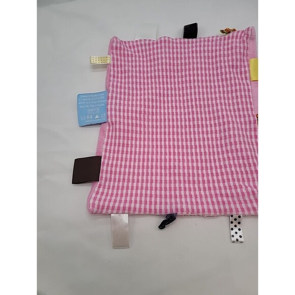Snooze Baby Security Blanket Pink  And Pink and White Checkered Blanket Lovey - Picture 12 of 12